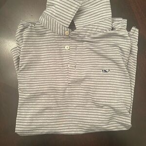 Vineyard Vines Grey Striped Short sleeved Polo S8-10